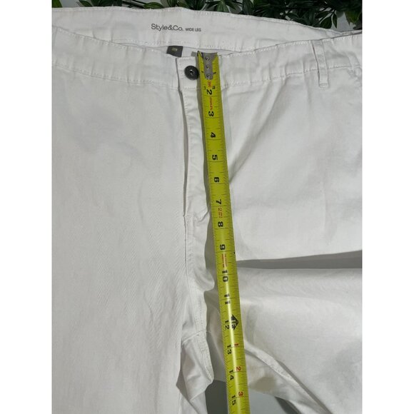Style & Co. Womens White Wide-Leg Cotton/Spandex Pants Size 20W With Pockets - Picture 7 of 13
